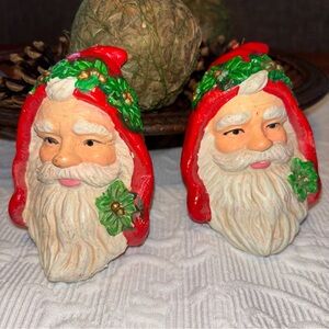 Two‎ Vintage Victorian Santa Claus Head St. Nicholas Molded Blow Mold Ornament